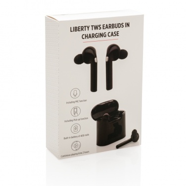 Logo trade promotional merchandise image of: Liberty wireless earbuds in charging case