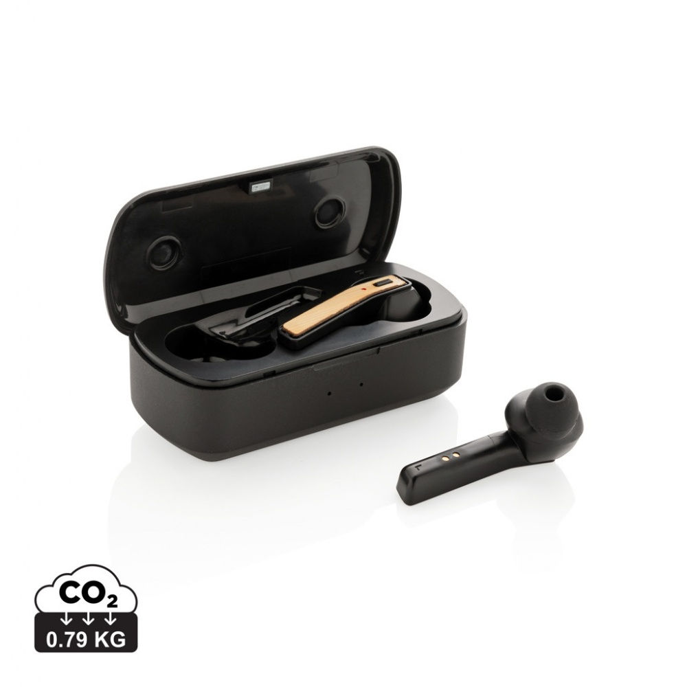 Logo trade promotional items picture of: Bamboo Free Flow TWS earbuds in case