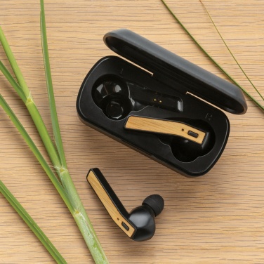 Logotrade advertising product picture of: Bamboo Free Flow TWS earbuds in case