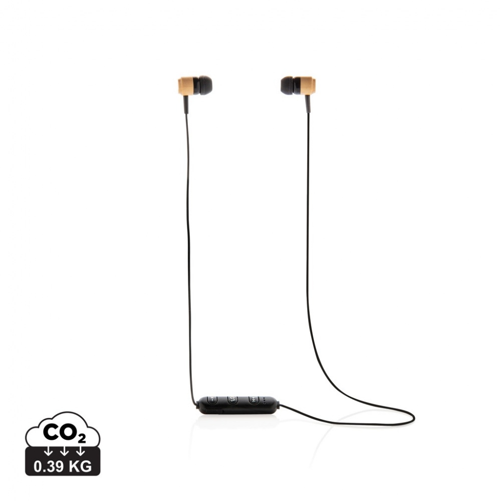 Logo trade business gift photo of: Bamboo wireless earbuds