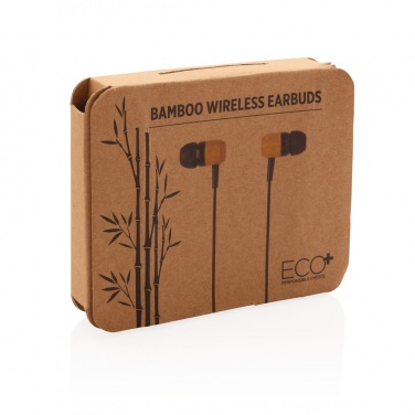 Logo trade promotional gifts image of: Bamboo wireless earbuds