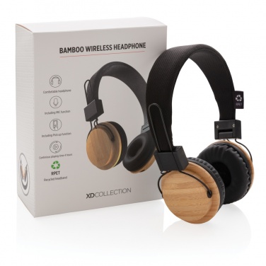 Logo trade corporate gifts picture of: Bamboo wireless headphone