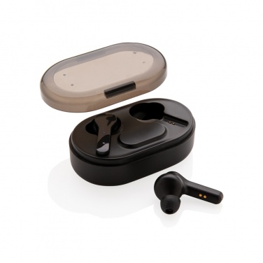 Logo trade corporate gifts image of: Light up logo TWS earbuds in charging case