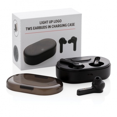 Logo trade promotional items picture of: Light up logo TWS earbuds in charging case