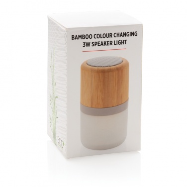 Logo trade corporate gifts image of: Bamboo colour changing 3W speaker light