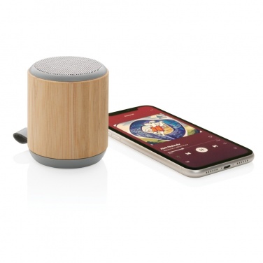 Logo trade promotional products picture of: Bamboo and fabric 3W wireless speaker