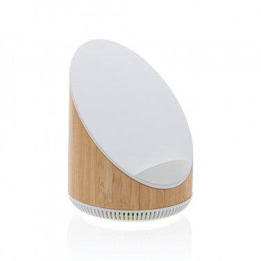 Logo trade corporate gifts picture of: Ovate bamboo 5W speaker with 15W wireless charger