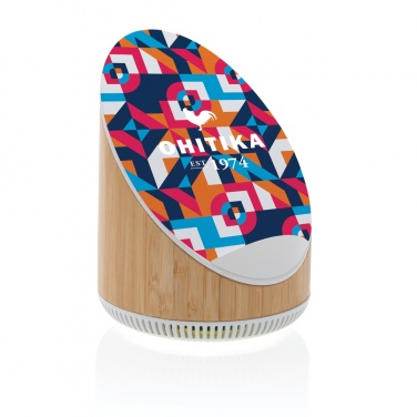 Logo trade corporate gifts picture of: Ovate bamboo 5W speaker with 15W wireless charger