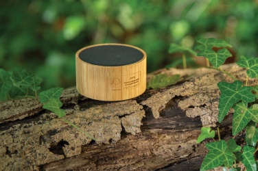 Logo trade promotional items image of: RCS recycled plastic and bamboo 3W wireless speaker