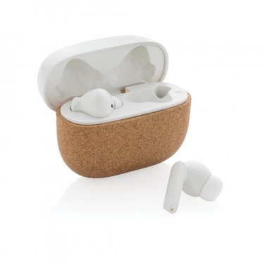 Logo trade promotional product photo of: Oregon RCS recycled plastic and cork TWS earbuds
