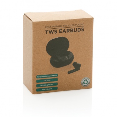 Logo trade promotional item photo of: RCS standard recycled plastic TWS earbuds