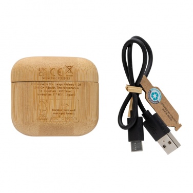 Logotrade promotional giveaway picture of: Bamboo TWS earbuds with RCS recycled plastic