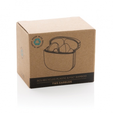 Logo trade promotional product photo of: Bamboo TWS earbuds with RCS recycled plastic