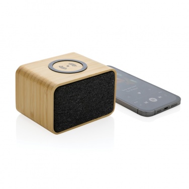 Logo trade promotional item photo of: RCS Rplastic 3W speaker with bamboo 5W wireless