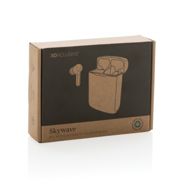 Logo trade promotional gifts picture of: Skywave RCS recycled plastic solar earbuds