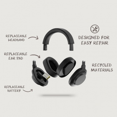 Logo trade promotional gifts picture of: Irvine RCS recycled and repairable ANC wireless headphone