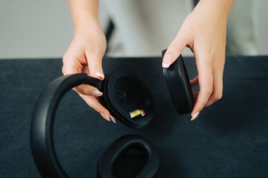 Logotrade promotional item image of: Irvine RCS recycled and repairable ANC wireless headphone