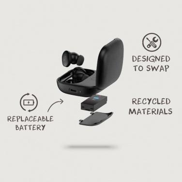 Logotrade promotional gift image of: Lakewood RCS recycled and repairable wireless earbuds