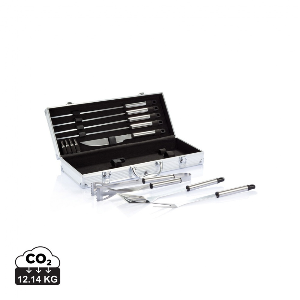 Logo trade promotional products picture of: 12 pcs barbecue set in aluminium box