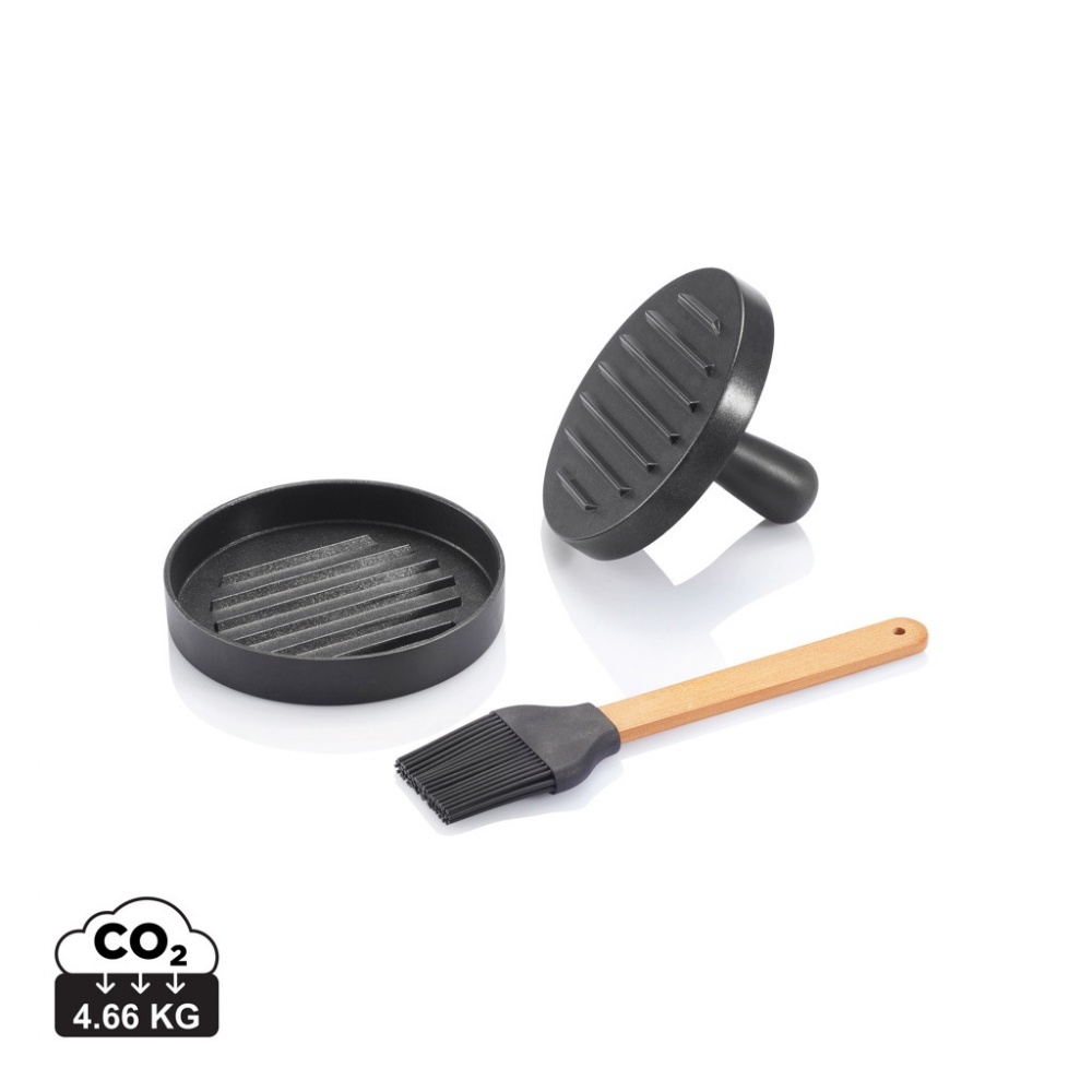 Logotrade advertising product picture of: BBQ set with hamburger press and brush