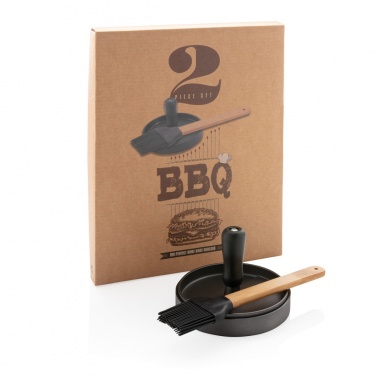 Logo trade promotional product photo of: BBQ set with hamburger press and brush