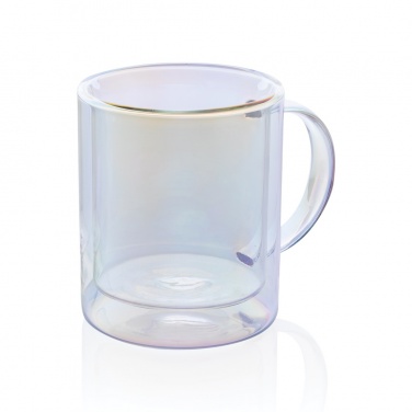 Logo trade promotional gifts picture of: Deluxe double wall electroplated glass mug