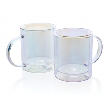 Logo trade business gift photo of: Deluxe double wall electroplated glass mug