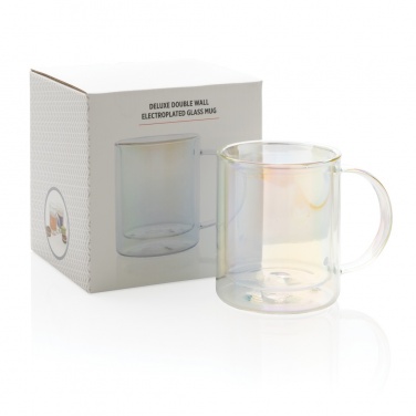 Logo trade business gift photo of: Deluxe double wall electroplated glass mug