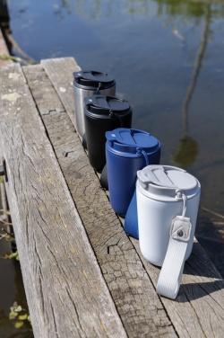 Logo trade corporate gifts image of: Cuppa RCS re-steel vacuum tumbler with lanyard