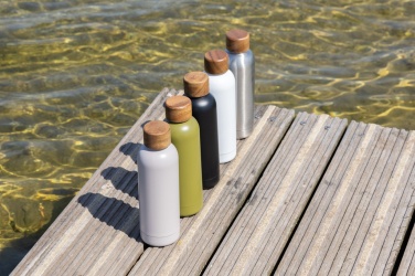 Logo trade promotional merchandise photo of: Wood RCS certified recycled stainless steel vacuum bottle