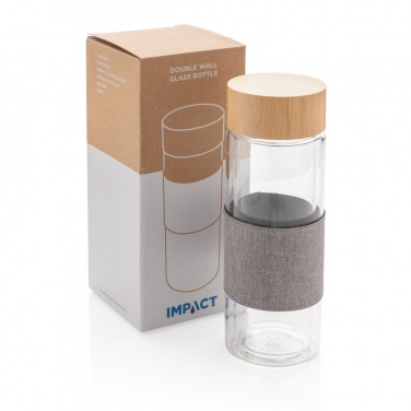 Logo trade advertising products picture of: Impact double wall borosilicate glass bottle