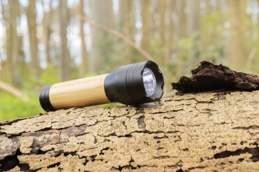 Logo trade business gifts image of: Lucid 3W RCS certified recycled plastic & bamboo torch
