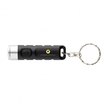 Logo trade promotional products image of: Globix RCS recycled plastic USB re-chargeable keychain torch