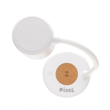 Logo trade corporate gifts image of: Zenara RCS recycled plastic and cork 15W wireless desk lamp