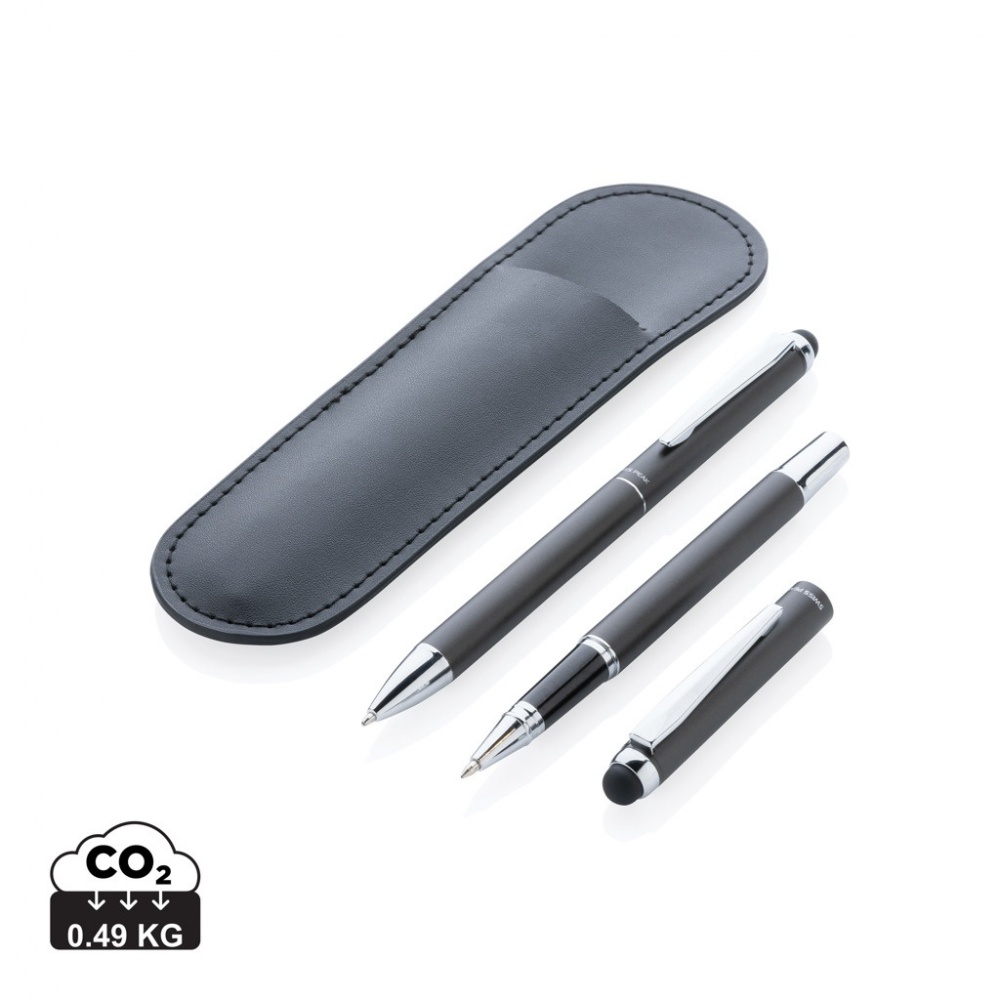 Logo trade corporate gifts image of: Swiss Peak deluxe pen set in PU pouch