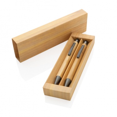 Logo trade promotional products picture of: Bamboo modern pen set in box