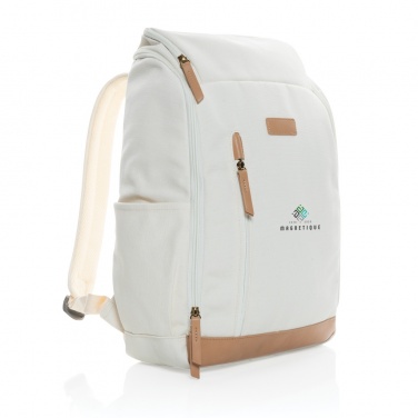 Logotrade corporate gift picture of: Impact AWARE™ 16 oz. recycled canvas 15" laptop backpack