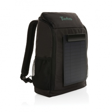 Logo trade promotional items image of: Pedro AWARE™ RPET deluxe backpack with 5W solar panel