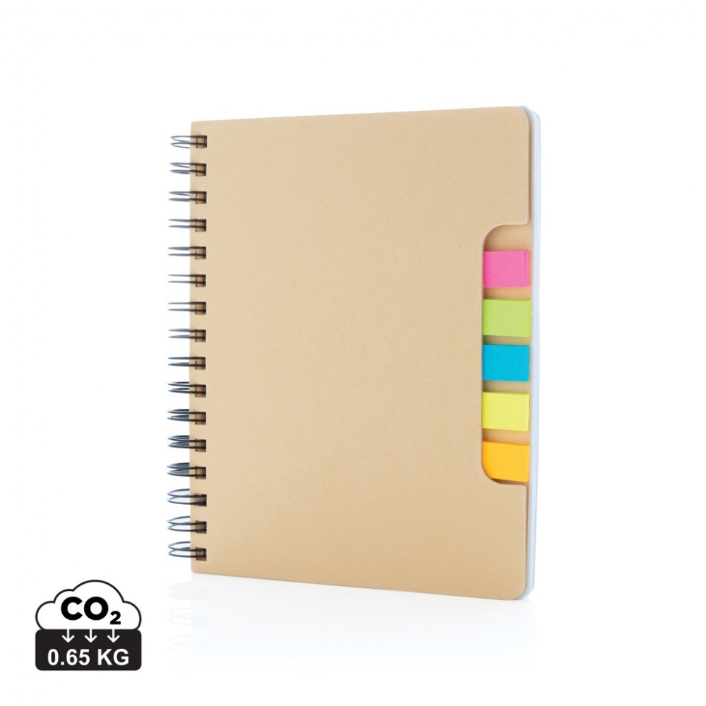 Logo trade business gifts image of: A5 Kraft spiral notebook with sticky notes