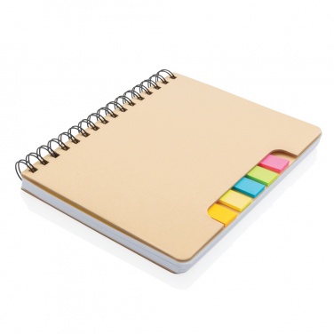 Logo trade promotional merchandise image of: A5 Kraft spiral notebook with sticky notes