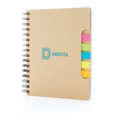 Logotrade promotional merchandise picture of: A5 Kraft spiral notebook with sticky notes