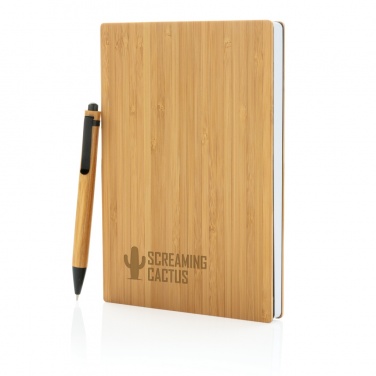 Logotrade promotional gift picture of: A5 Bamboo notebook & pen set