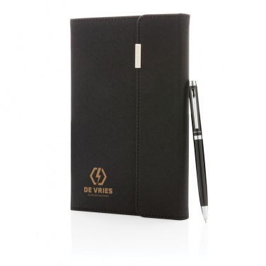 Logotrade advertising products photo of: Swiss Peak deluxe A5 notebook and pen set