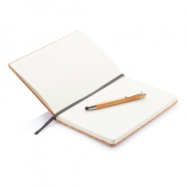Logotrade business gift image of: A5 notebook with bamboo pen including stylus