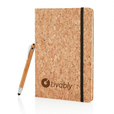 Logotrade promotional giveaway picture of: A5 notebook with bamboo pen including stylus