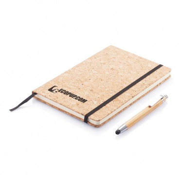Logo trade advertising products image of: A5 notebook with bamboo pen including stylus
