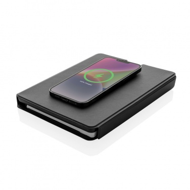 Logotrade corporate gift image of: Swiss Peak RCS rePU notebook with 2-in-1 wireless charger