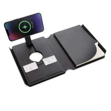 Logo trade corporate gifts picture of: Swiss Peak RCS rePU notebook with 2-in-1 wireless charger