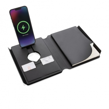 Logo trade corporate gifts picture of: Swiss Peak RCS rePU notebook with 2-in-1 wireless charger