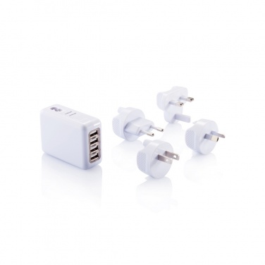Logo trade promotional merchandise image of: Travel plug with 4 USB ports